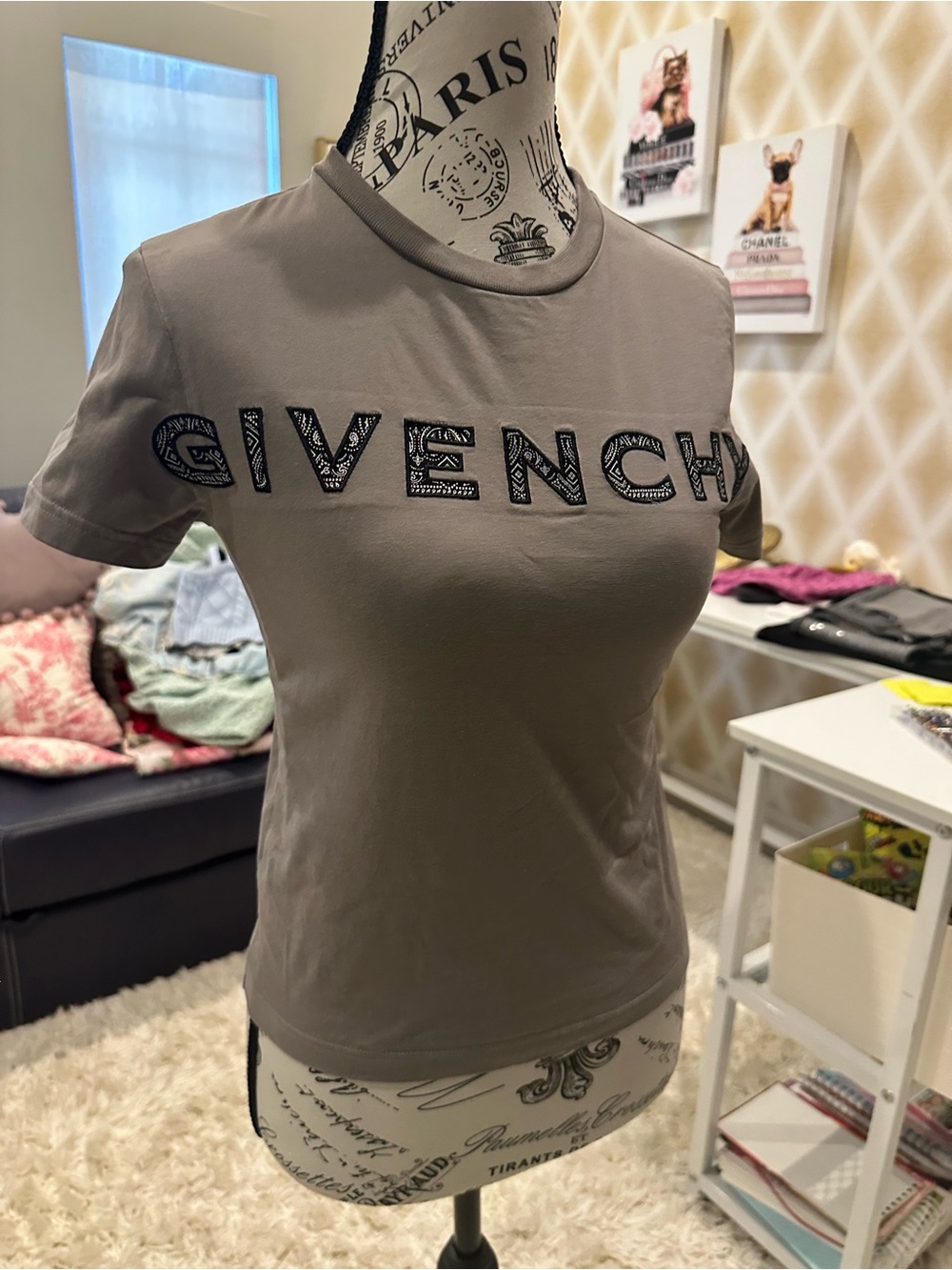 Givenchy Taupe Short-Sleeve Logo Tee